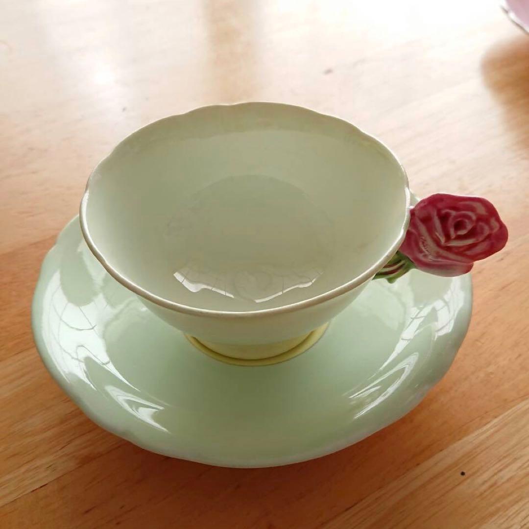パラゴン　カップ&ソーサー　ローズハンドル　グリーン