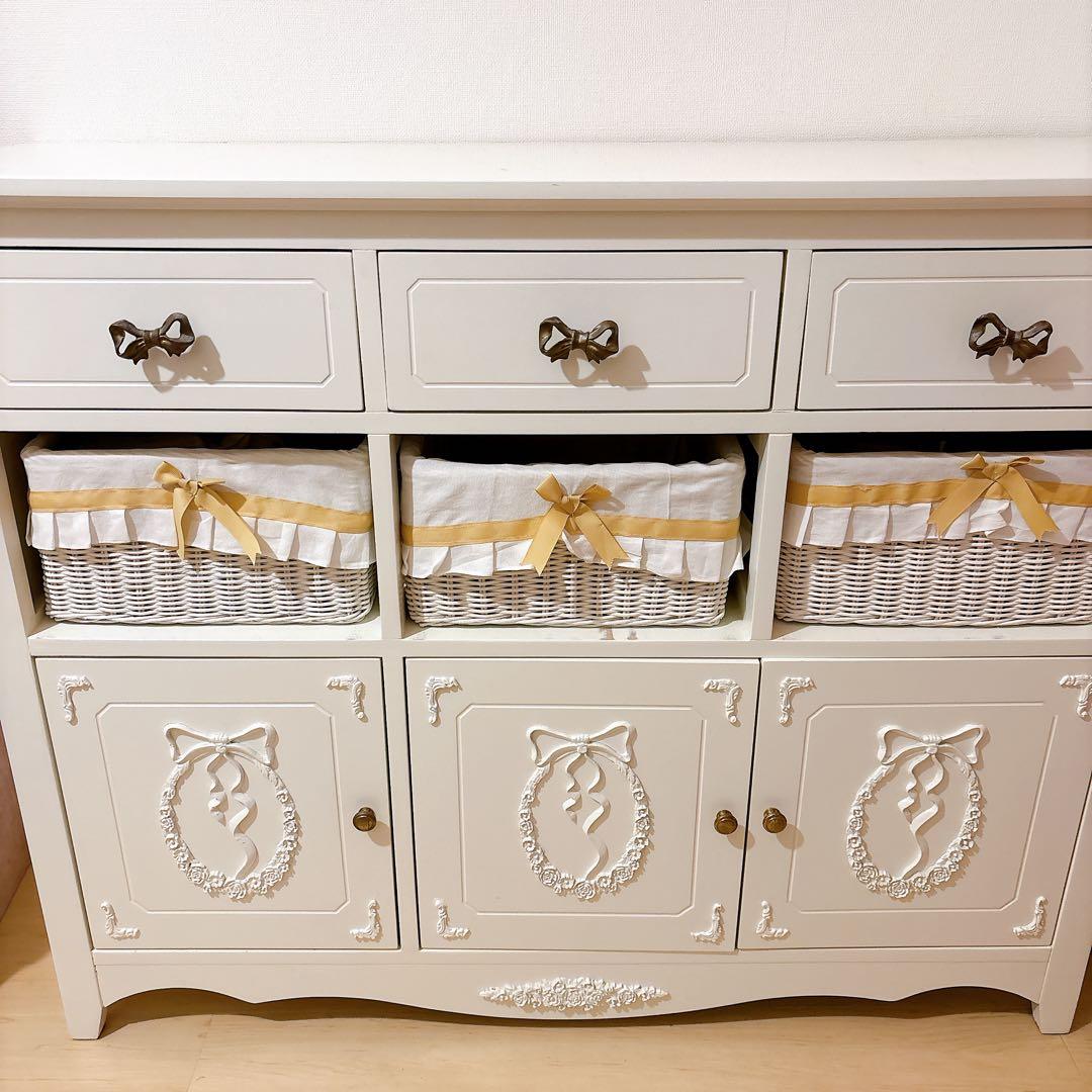 アンティーク調キャビネット　天然木 姫系 家具 ロマンチック インテリア レトロ