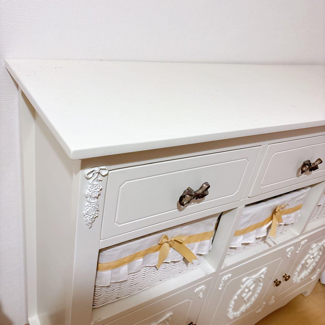 アンティーク調キャビネット　天然木 姫系 家具 ロマンチック インテリア レトロ