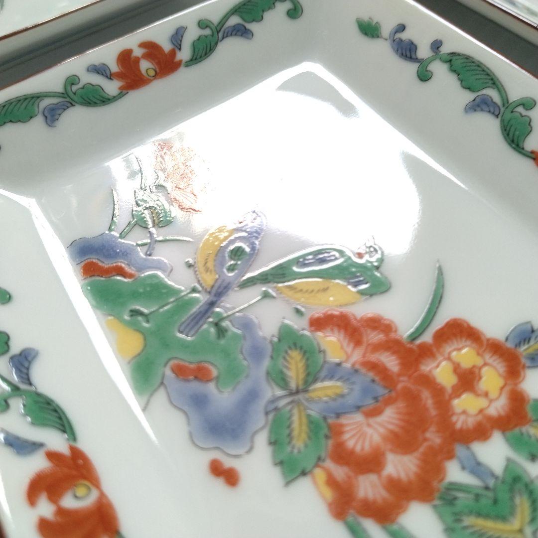 希少 有田焼 古伊万里 第一陶器 第壱陶器 花鳥図 色絵 角皿 長角皿 お正月