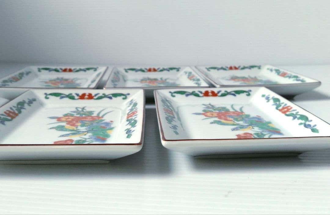 希少 有田焼 古伊万里 第一陶器 第壱陶器 花鳥図 色絵 角皿 長角皿 お正月
