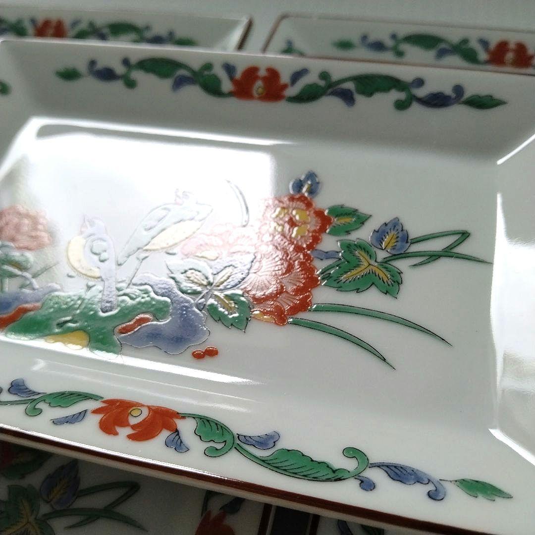 希少 有田焼 古伊万里 第一陶器 第壱陶器 花鳥図 色絵 角皿 長角皿 お正月