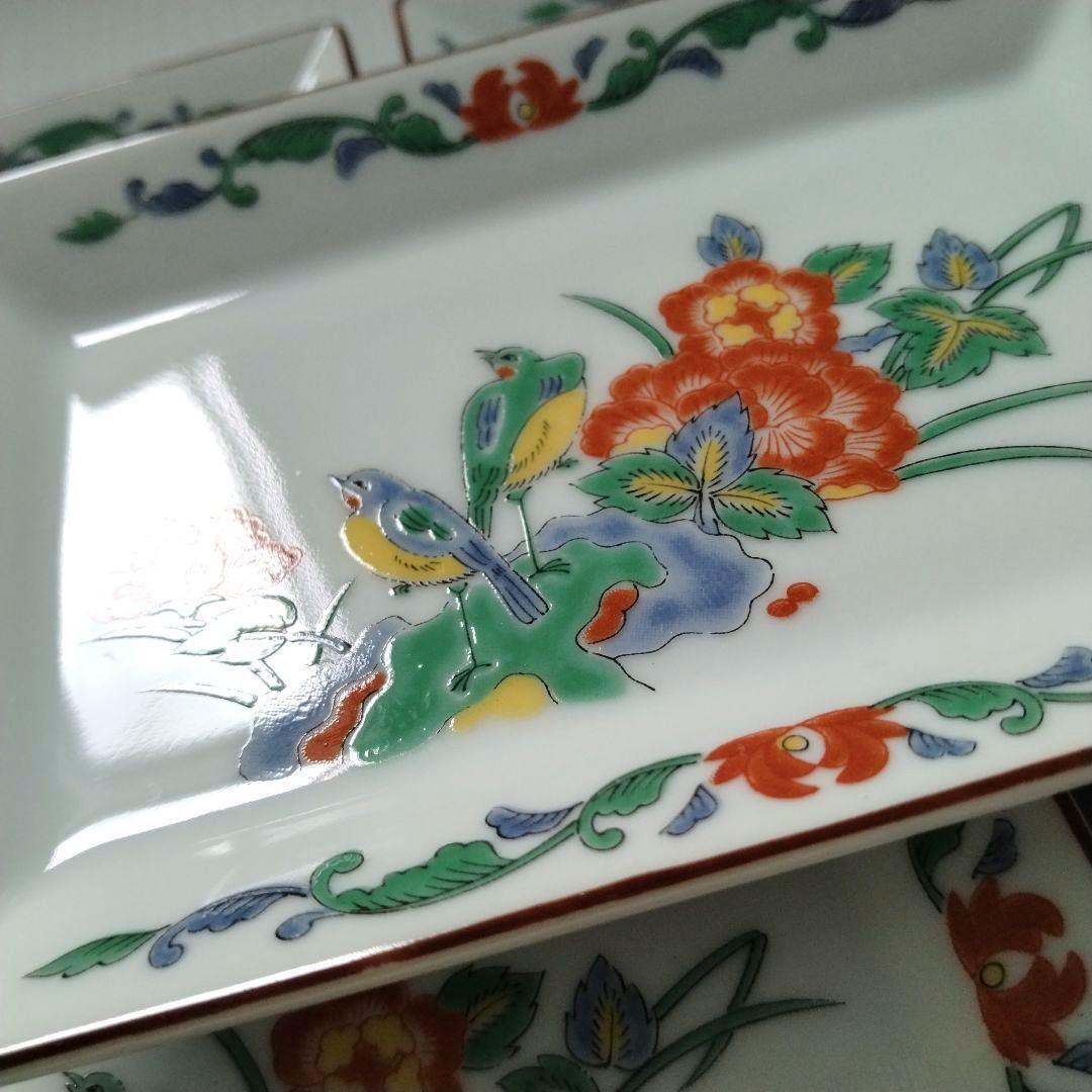 希少 有田焼 古伊万里 第一陶器 第壱陶器 花鳥図 色絵 角皿 長角皿 お正月