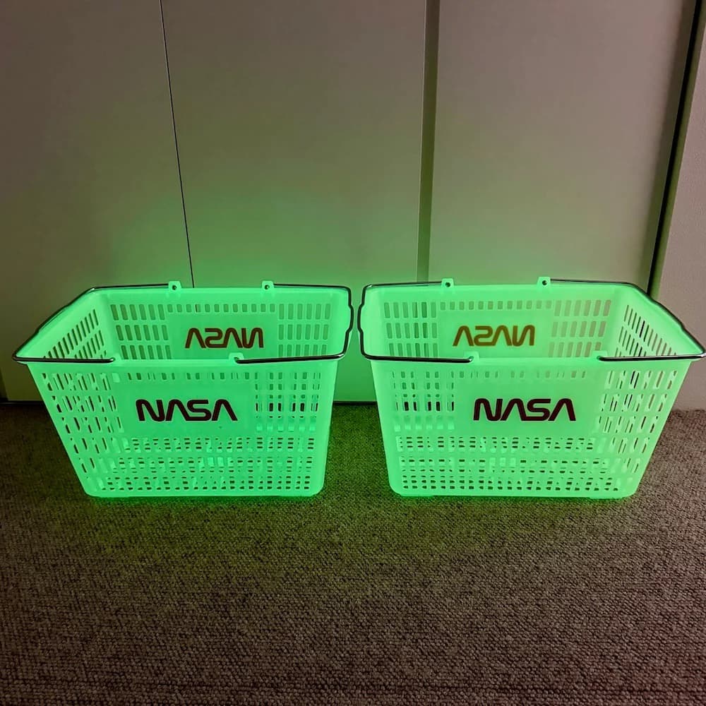 蓄光 × NASA。ずるいショッピングバスケット。 アメリカ業務用 暗闇で光る！