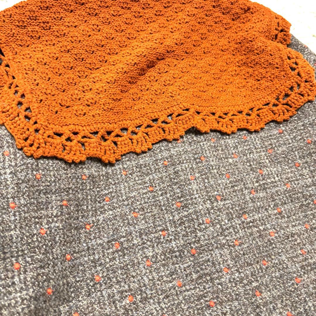 極美品　ミュベール　ニットカラー付ドット刺繍コート　ツイードコート　人気完売品