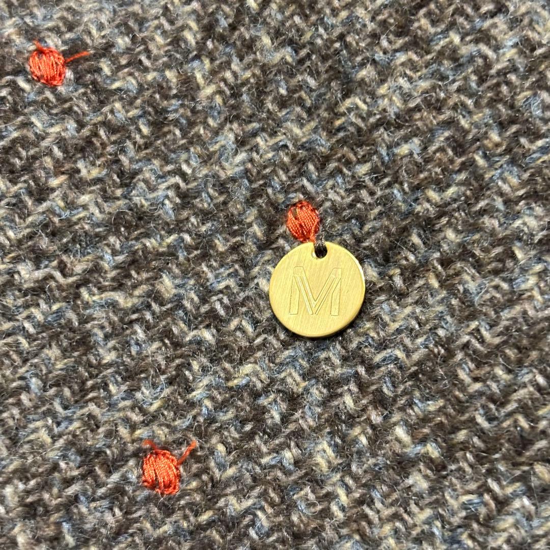 極美品　ミュベール　ニットカラー付ドット刺繍コート　ツイードコート　人気完売品