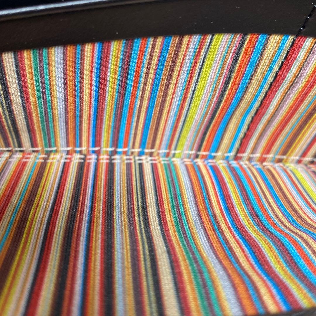 Paul Smith 長財布 ベジタンストライプトリム ストライプ 黒 カメラ