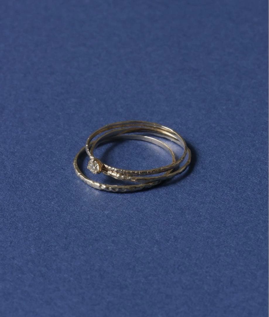 お値下げ！10thテクスチャー3本ダイヤリング K10 lilas 15号