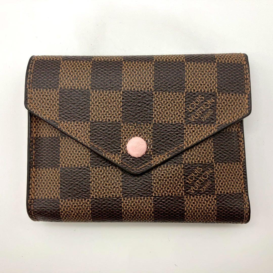 ウィン 正規品 ルイヴィトン 三つ折り財布 ヴィクトリーヌ ダミエエベヌ