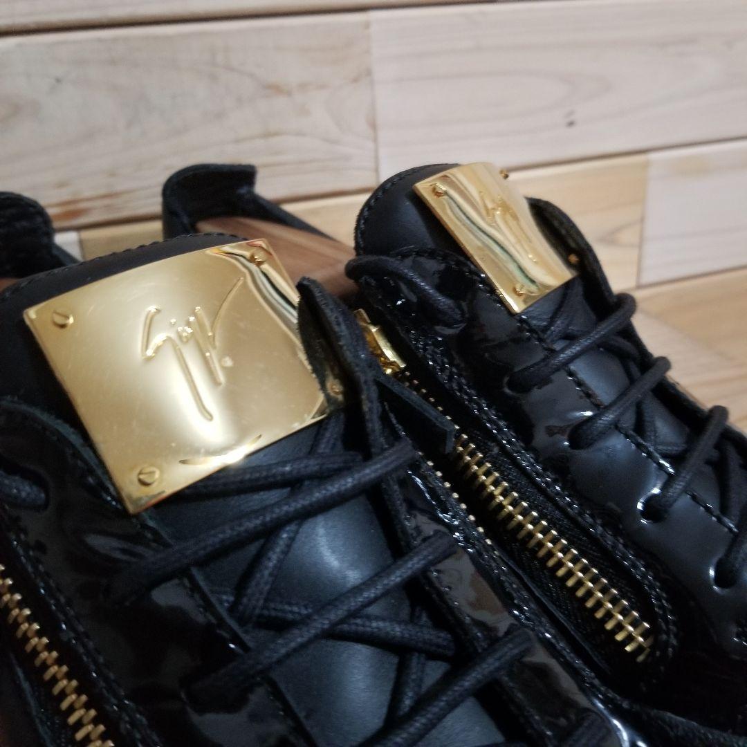 極美品　ジュゼッペザノッティ・レザー スニーカー　40 黒　メタルプレート