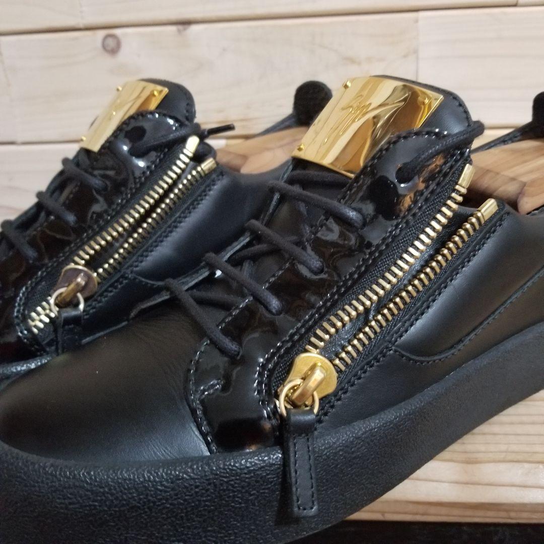 極美品　ジュゼッペザノッティ・レザー スニーカー　40 黒　メタルプレート