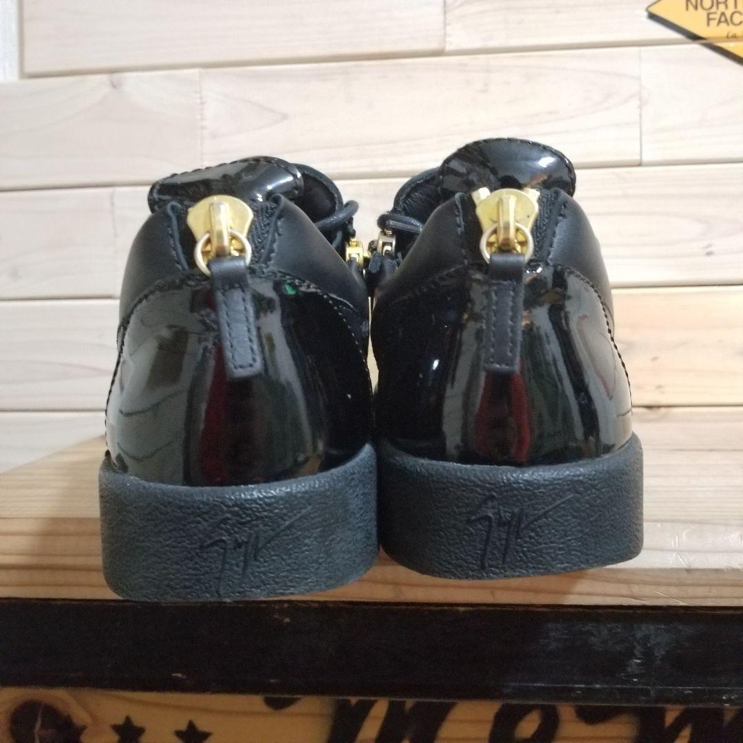 極美品　ジュゼッペザノッティ・レザー スニーカー　40 黒　メタルプレート