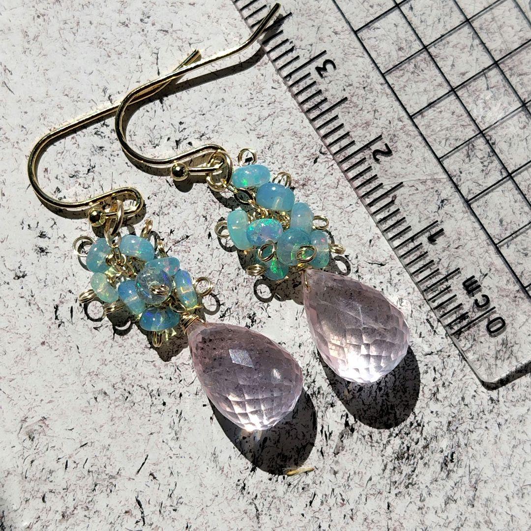 ♡年末スーパーsale♡グリーンオパール ローズクォーツ キラッキラ ピアス