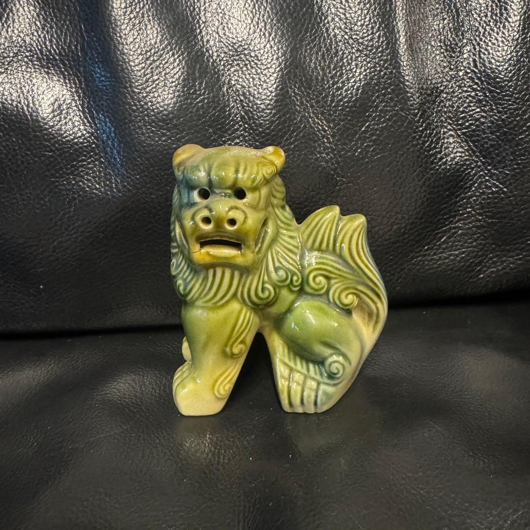 【新品未使用】陶器製 獅子の置物 2体セット シーサー 高さ9.5cm 沖縄琉球