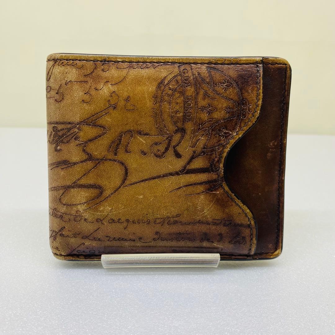 ベルルッティ　レザー/カリグラフィ/二つ折り財布/札入れ/ブラウン/ウォレット