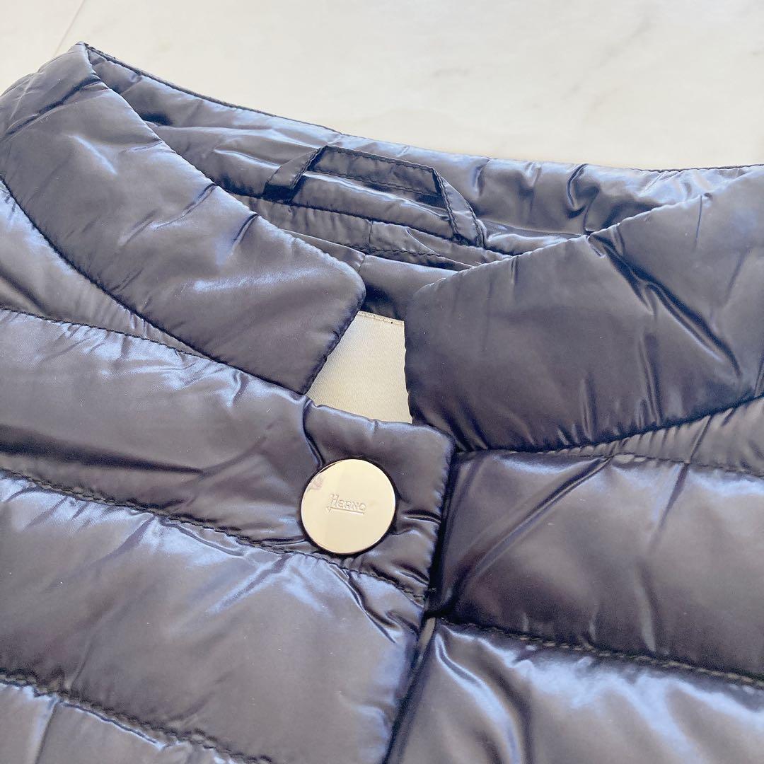 極美品　ヘルノ　HERNO ニットコンビダウン　切り替え　シルク　カシミヤ　40