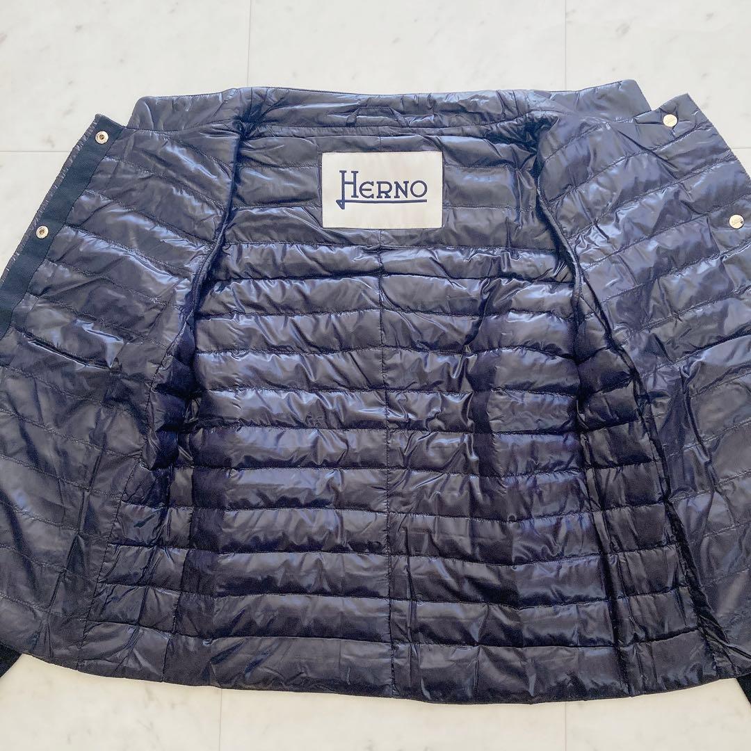 極美品　ヘルノ　HERNO ニットコンビダウン　切り替え　シルク　カシミヤ　40