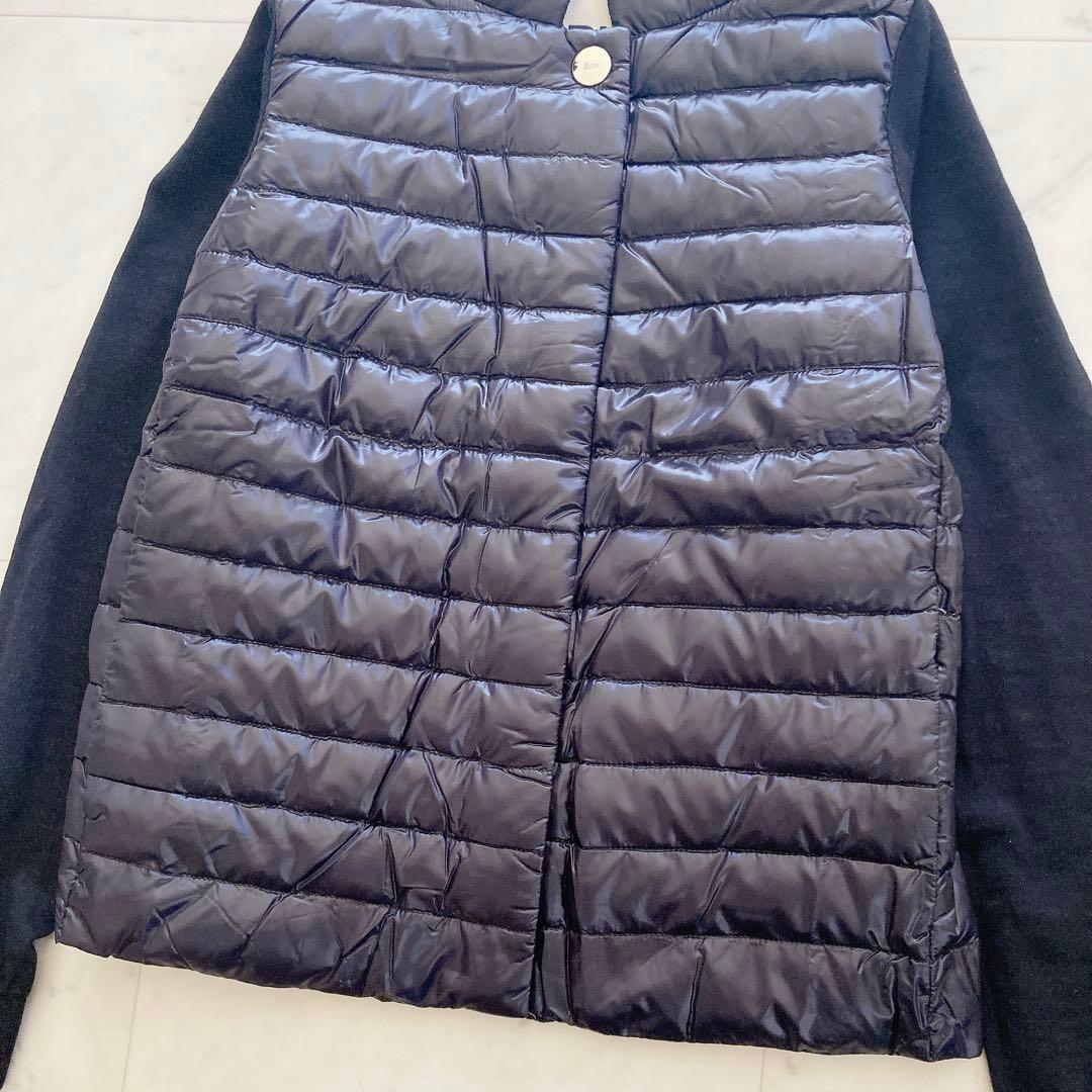 極美品　ヘルノ　HERNO ニットコンビダウン　切り替え　シルク　カシミヤ　40