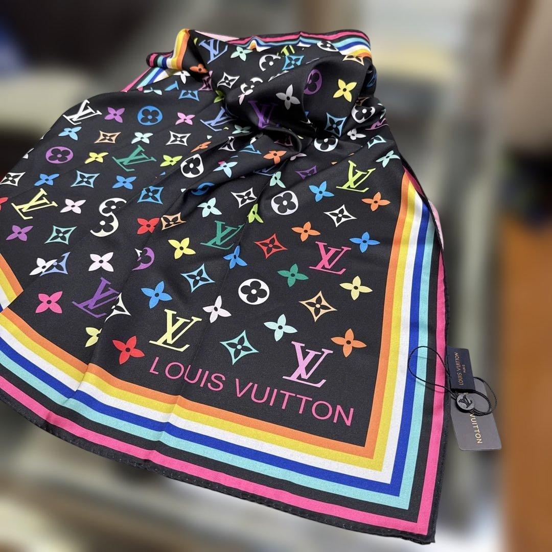 【今晩限り価格】ノベルティ 春物先取り LV 村上隆 スカーフマルチカラー