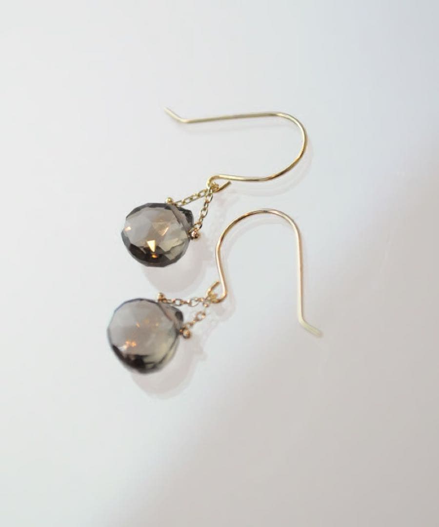 未使用 anq. K18K10 天然石マロンピアス