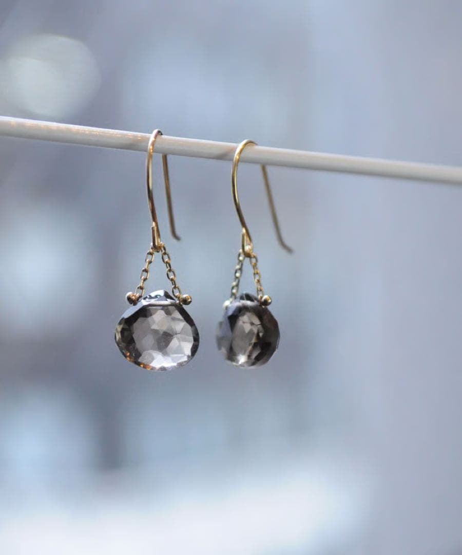 未使用 anq. K18K10 天然石マロンピアス