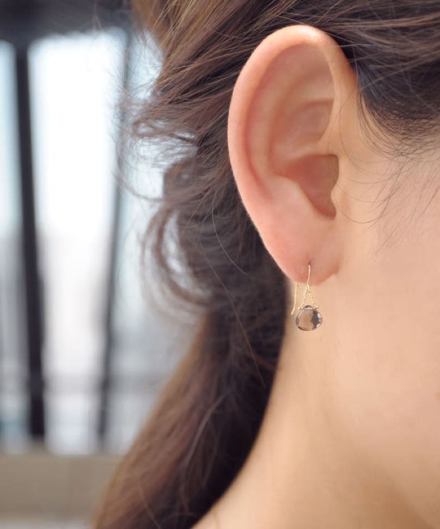 未使用 anq. K18K10 天然石マロンピアス