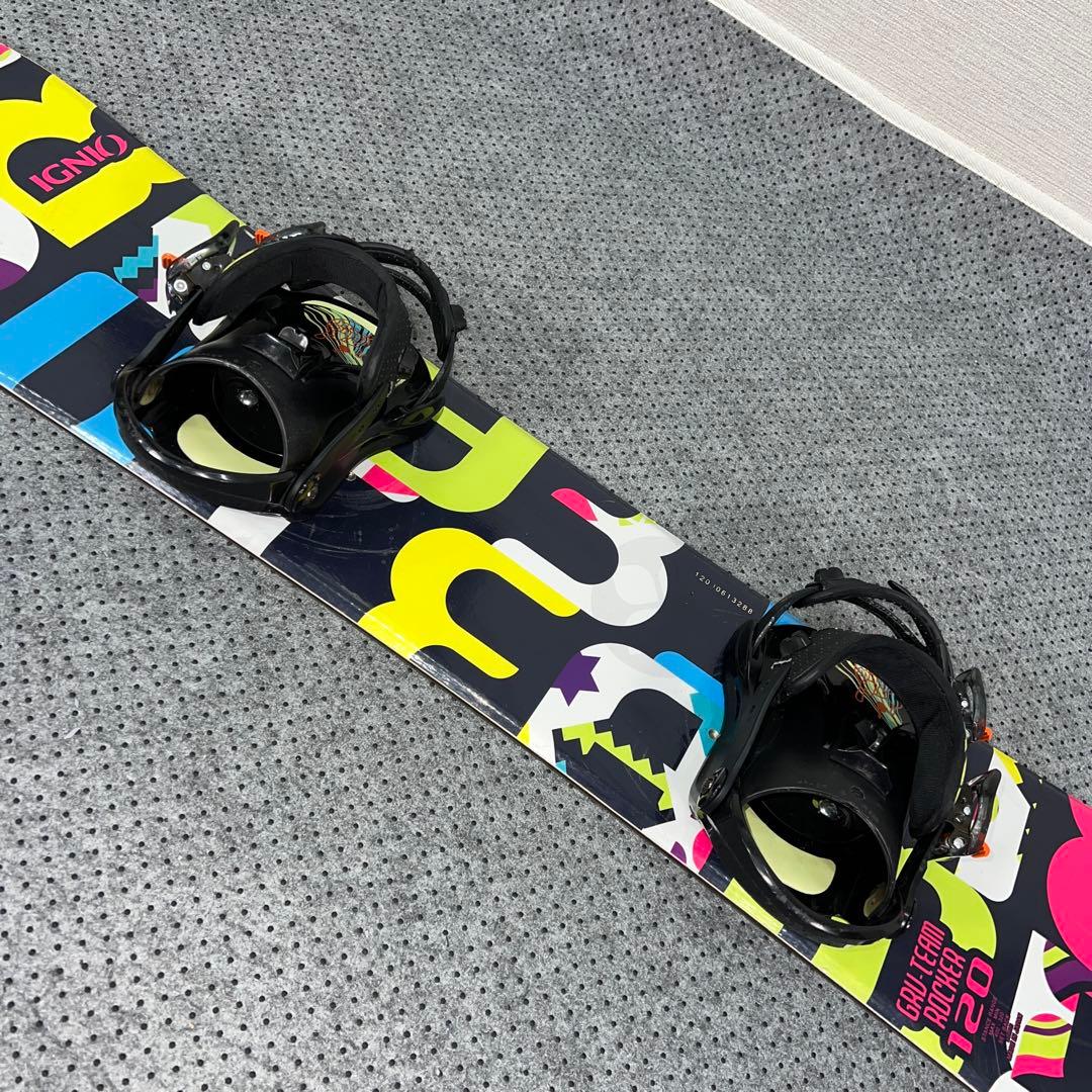 10回使用 キッズスノーボード 120cm IGNIO＋バイン＋レースブーツ