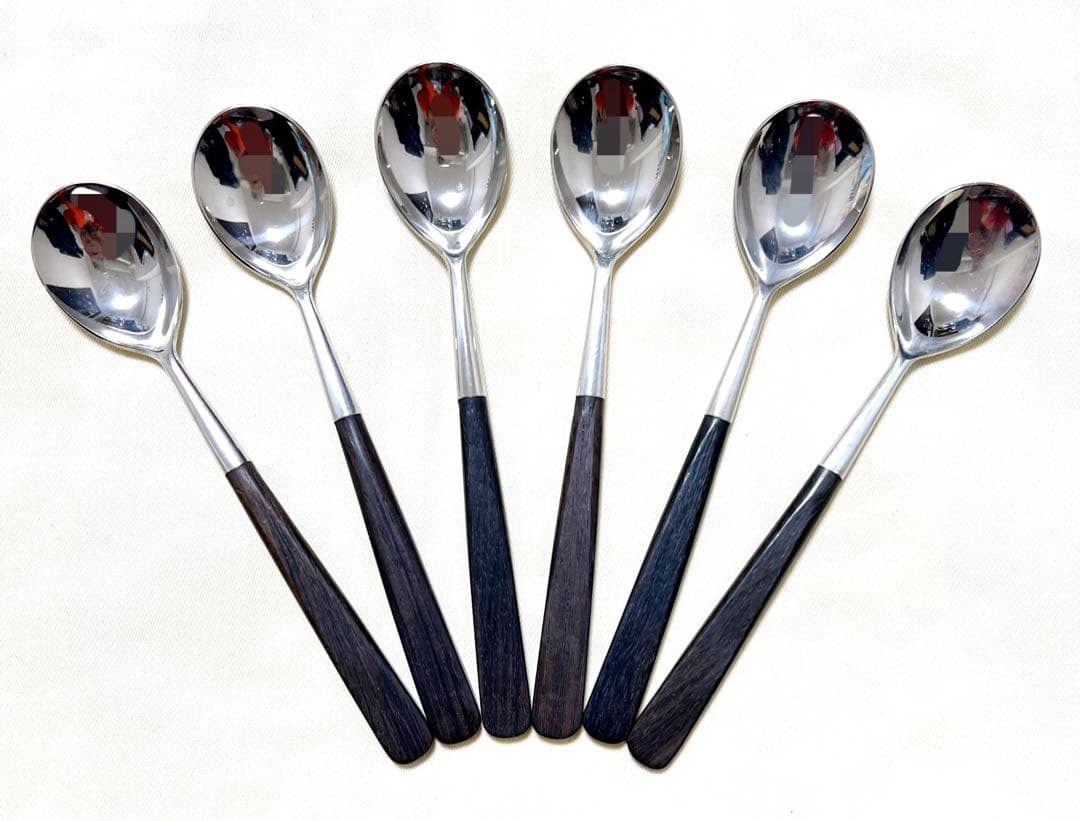 フィンランド製　HACKMANハックマン　木柄ステンレススプーン6本ヴィンテージ