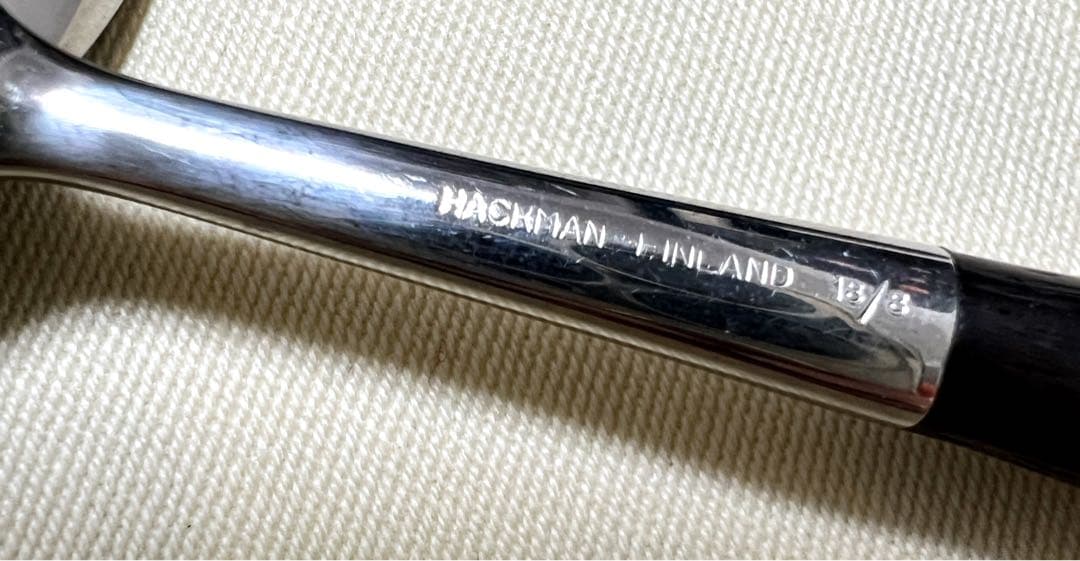 フィンランド製　HACKMANハックマン　木柄ステンレススプーン6本ヴィンテージ