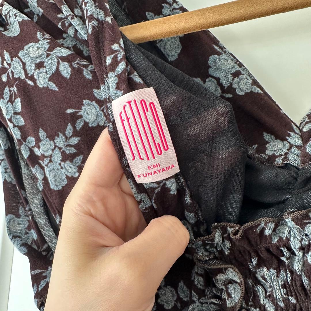 トップス FETICO ROSE VELVET TULLE SHIRRING T