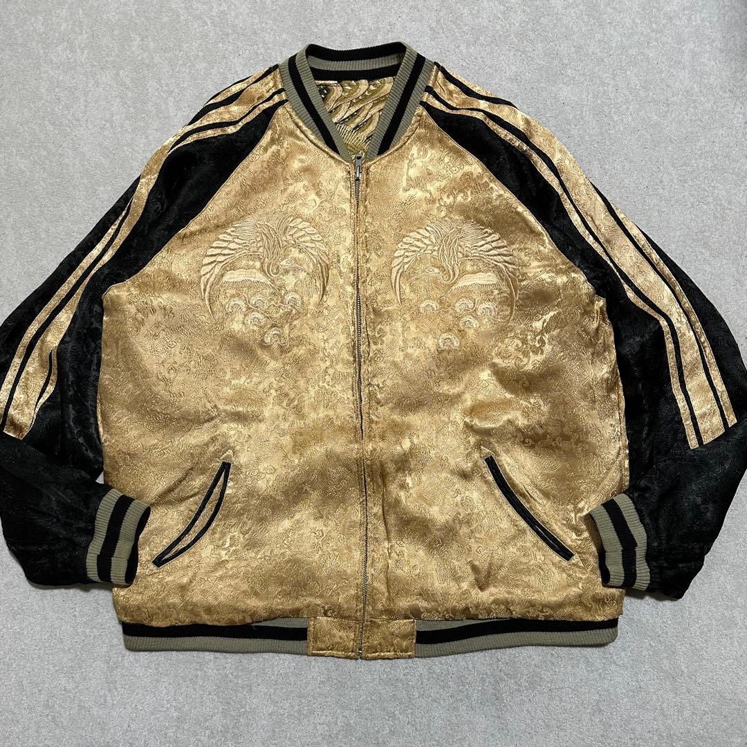 専用★XL 大きいサイズ‼️ 花旅楽団　鳳凰　リバーシブルスカジャン　ゴールド