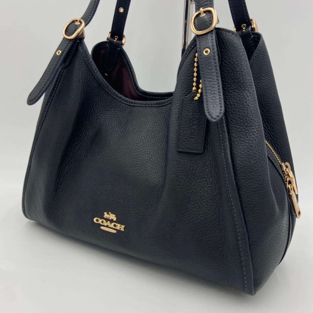 美品✨コーチ エリン ショルダーバッグ レザー シボ革 ビジネス 黒 CAQ86