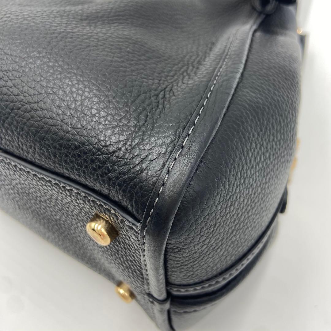 美品✨コーチ エリン ショルダーバッグ レザー シボ革 ビジネス 黒 CAQ86