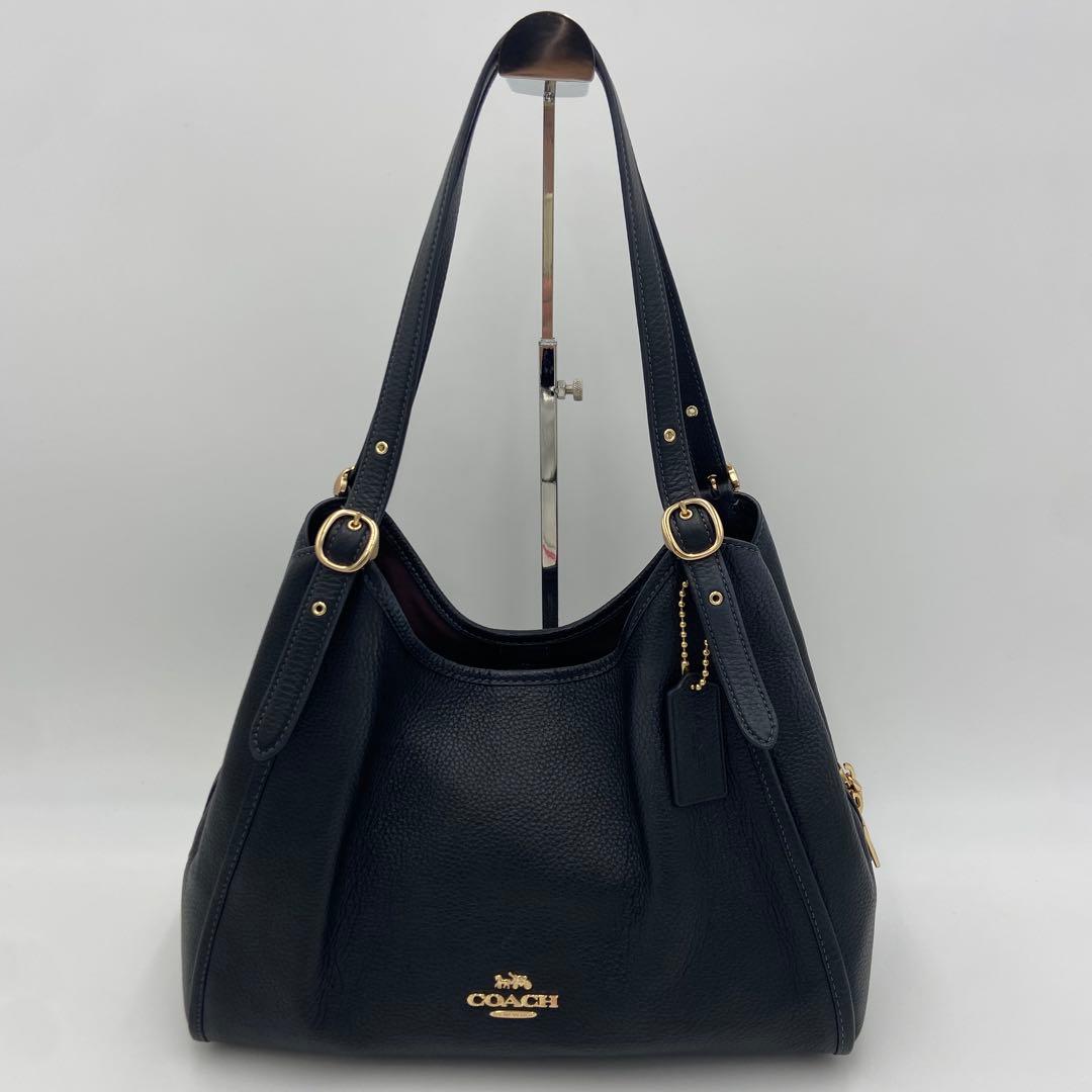 美品✨コーチ エリン ショルダーバッグ レザー シボ革 ビジネス 黒 CAQ86