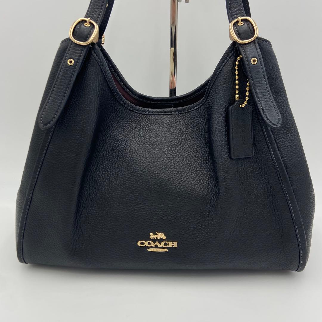 美品✨コーチ エリン ショルダーバッグ レザー シボ革 ビジネス 黒 CAQ86