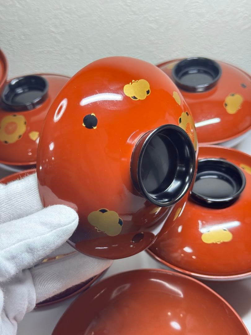 輪島塗 蒔絵椀 梅 吸物椀 蓋付 汁椀 10客 木製 共箱付き