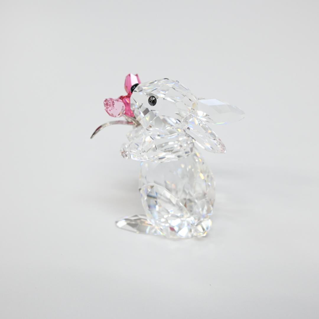 Mashu□ 45699★年 スワロフスキー うさぎとチューリップ 置物