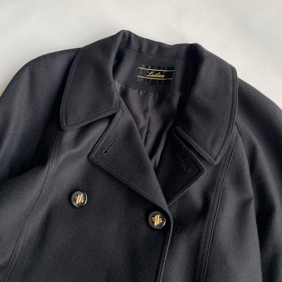 【美品】レリアン　ロングチェスターコート　大きいサイズ　13号+ 金ボタン