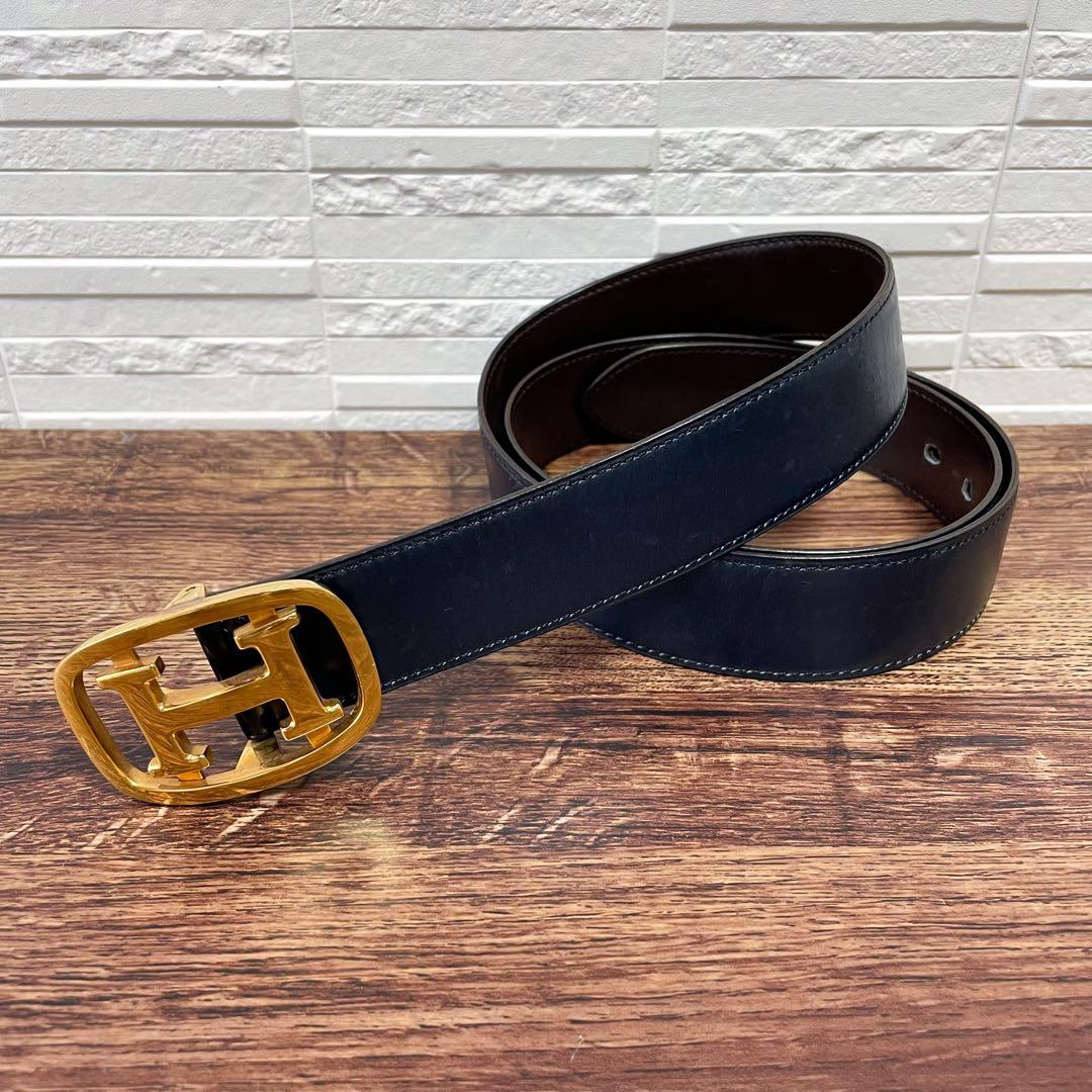 エルメス レザー コンスタンス Hバックル ゴールド 金具 ベルト バイカラー