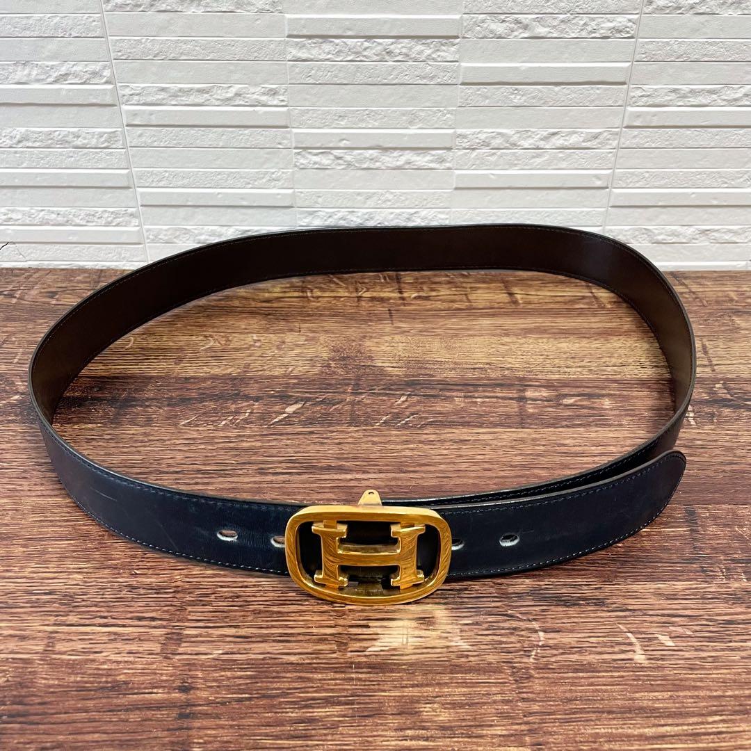 エルメス レザー コンスタンス Hバックル ゴールド 金具 ベルト バイカラー