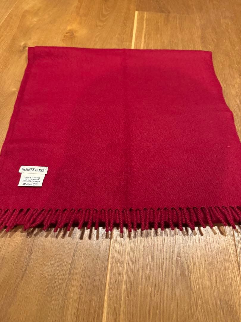 HERMES カシミヤ赤マフラー