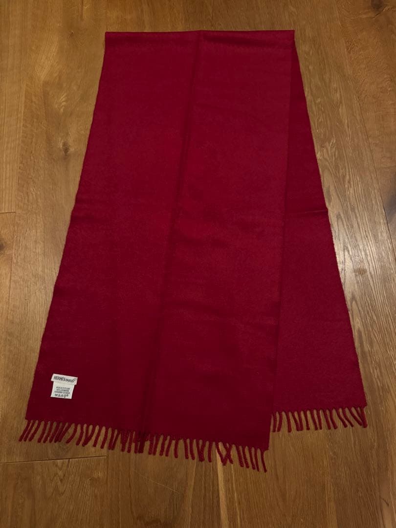 HERMES カシミヤ赤マフラー