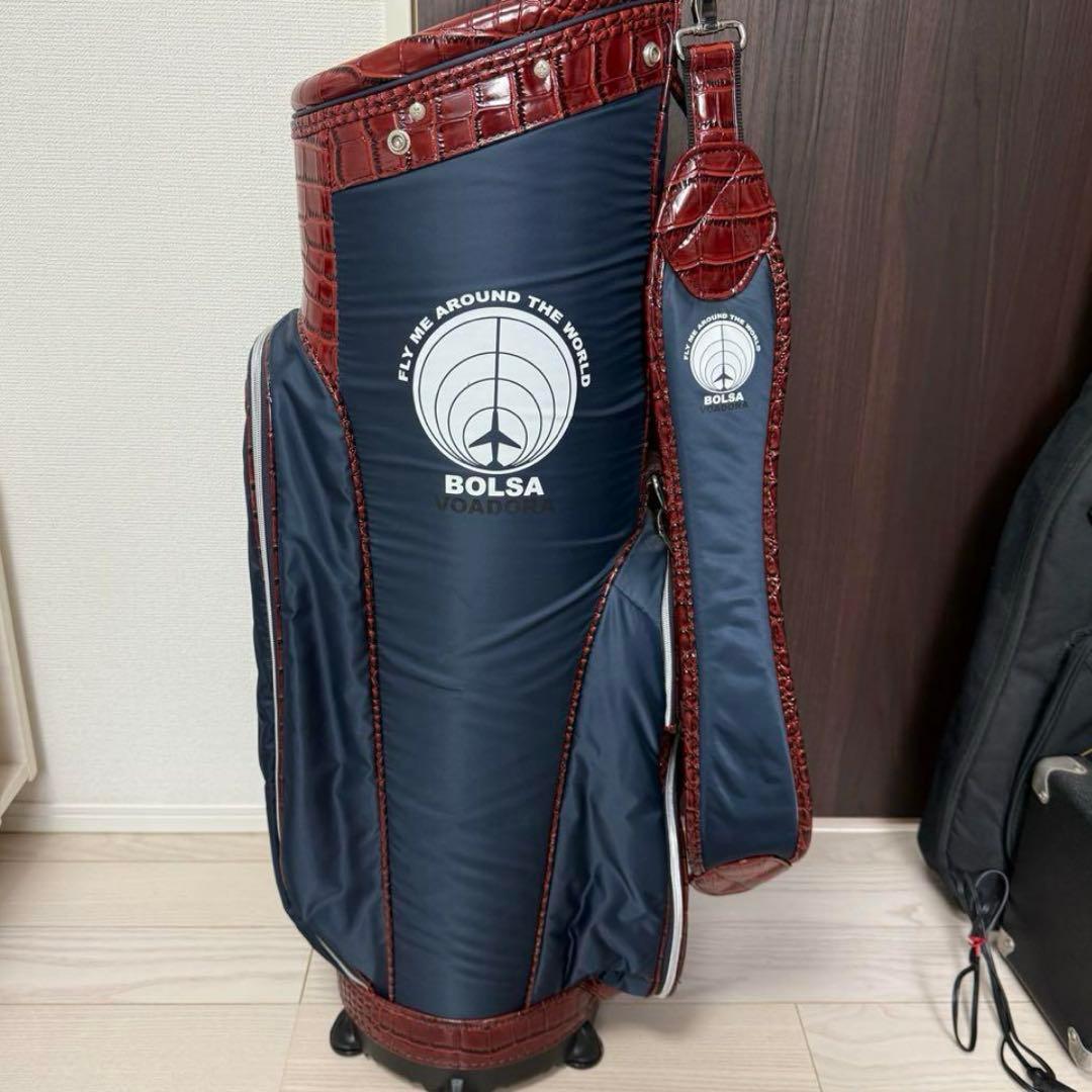 BOLSA ネイビー クロコダイル風 ゴルフバッグ　キャディバッグ
