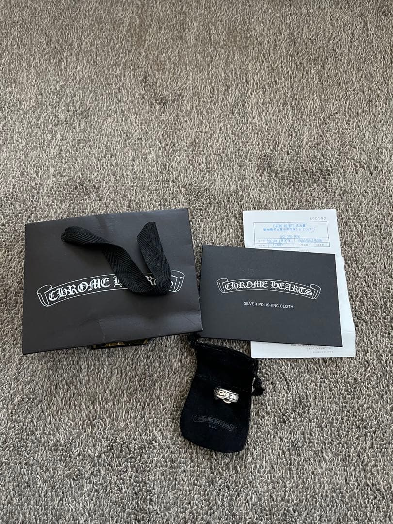 【インボイス原本付属】クロムハーツ　スクロールラベルリングスモール