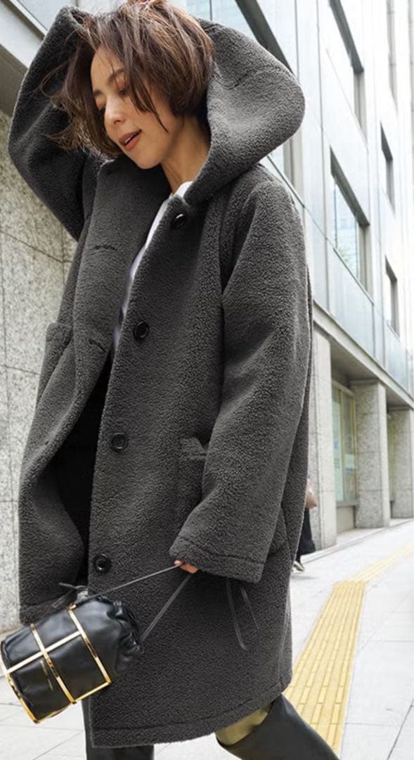 DoCLASSE 今期商品　ボアフードコートチャコール　11号　未使用 完売品