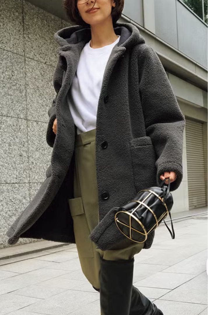 DoCLASSE 今期商品　ボアフードコートチャコール　11号　未使用 完売品