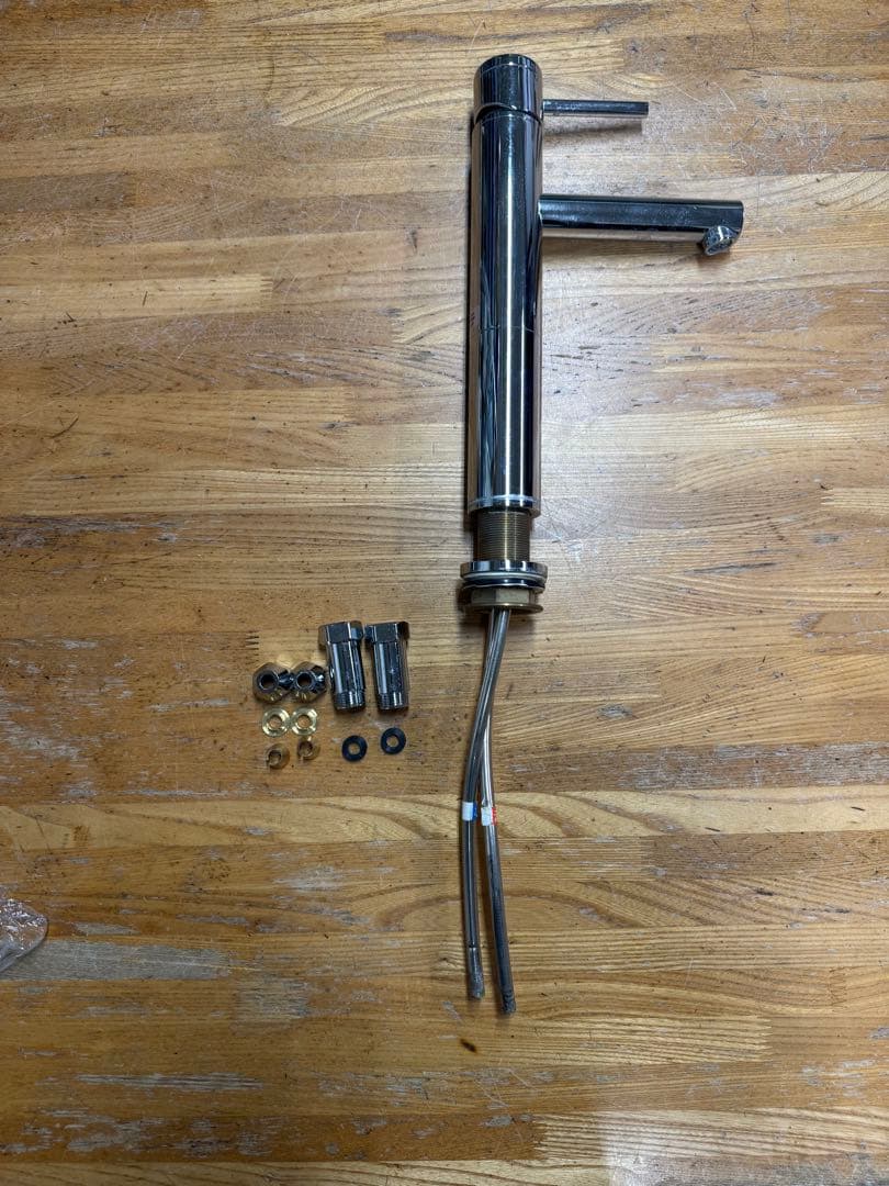 クロム仕上げ キッチン水栓 取り付け金具付き Y183-056