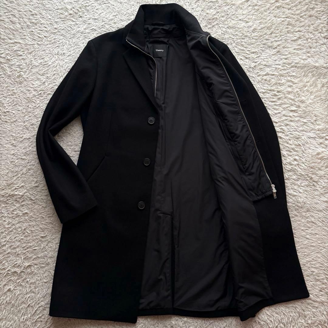 ★美品★ Theory チェスターコート レイヤード 取り外し可 カシミヤ混 黒