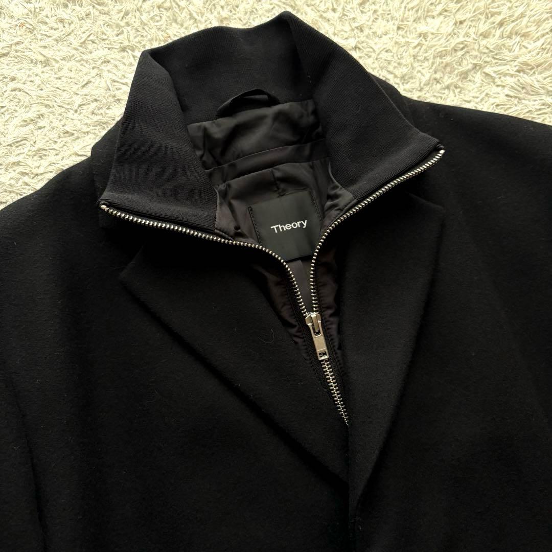 ★美品★ Theory チェスターコート レイヤード 取り外し可 カシミヤ混 黒