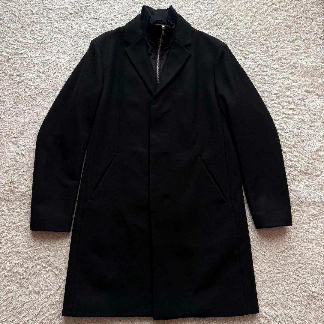 ★美品★ Theory チェスターコート レイヤード 取り外し可 カシミヤ混 黒